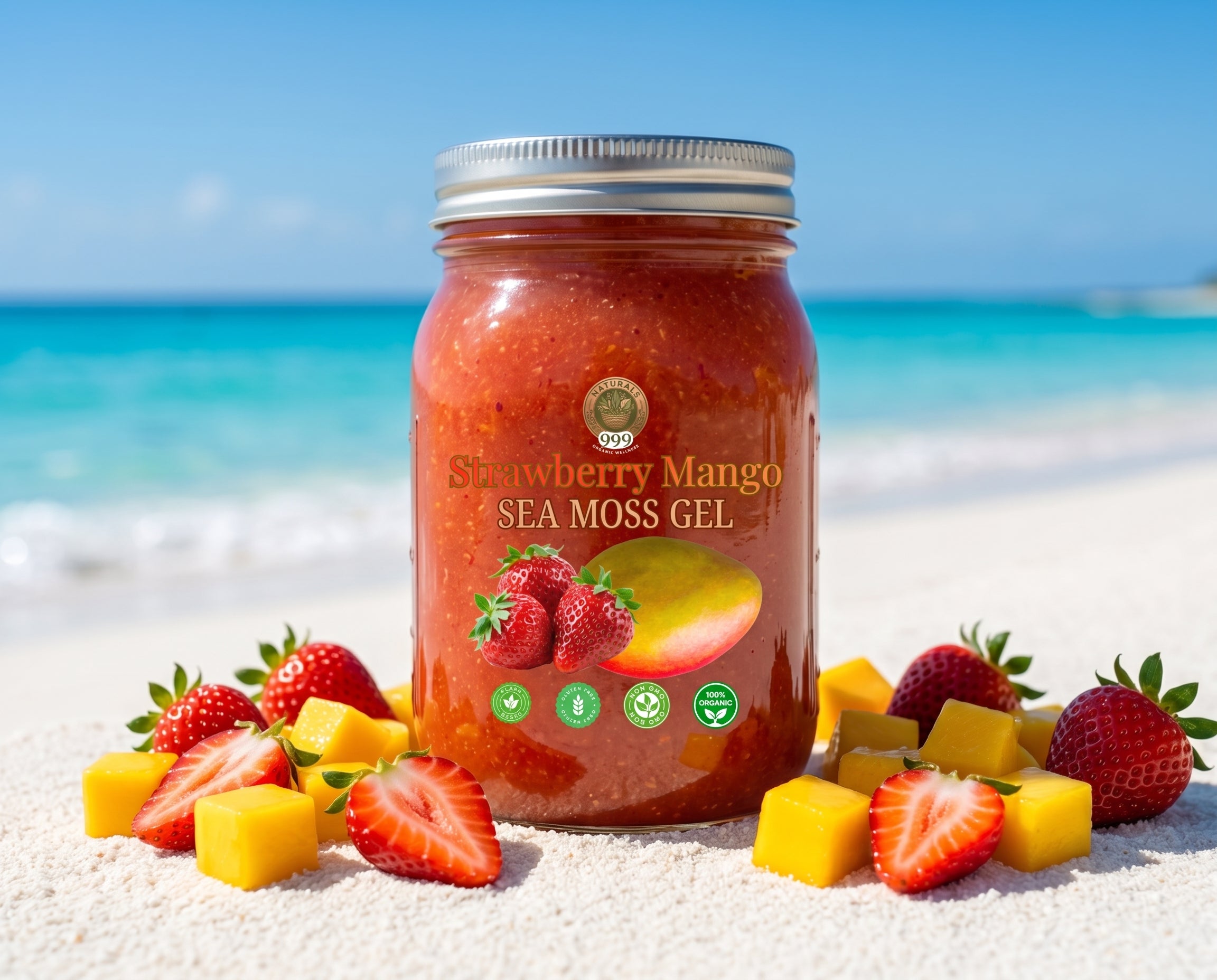 999 Naturals Mango Strawberry Sea Moss Gel 8oz