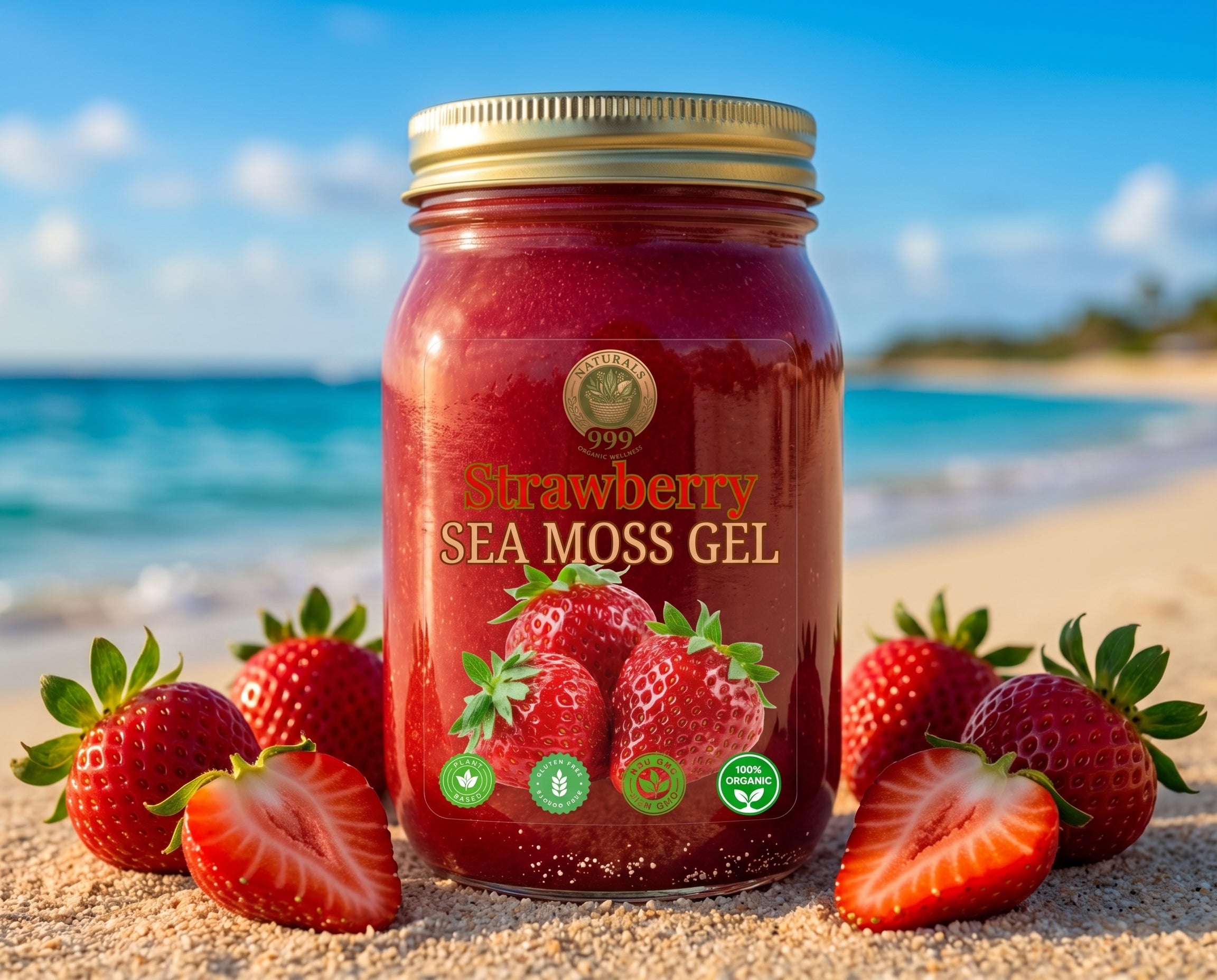 999 Naturals Strawberry Sea Moss Gel 16oz